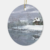 Winter am See Keramik Ornament (Links)