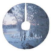 Winter am See Leinenimitat Weihnachtsbaumdecke (Vorderseite)