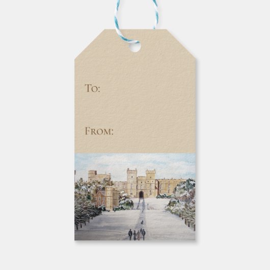 Winter am Windsor Castle Landschaftsbild Geschenkanhänger (Rückseite)