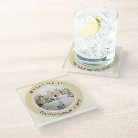 Winter am Windsor Castle Landschaftsbild Glasuntersetzer (Schrägansicht)