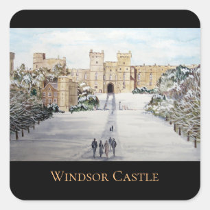Winter am Windsor Castle Landschaftsbild Quadratischer Aufkleber