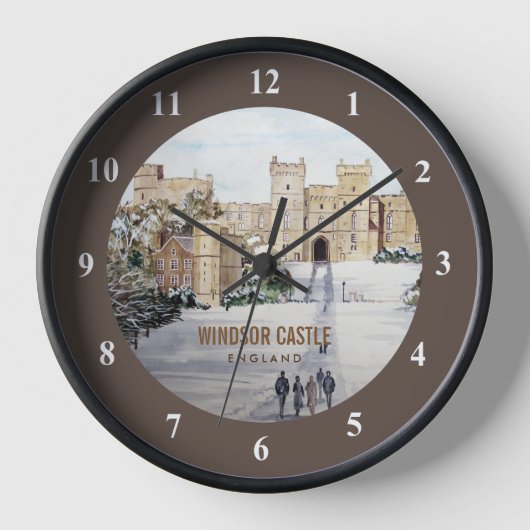 Winter am Windsor Castle Landschaftsbild Uhr (Vorderseite)