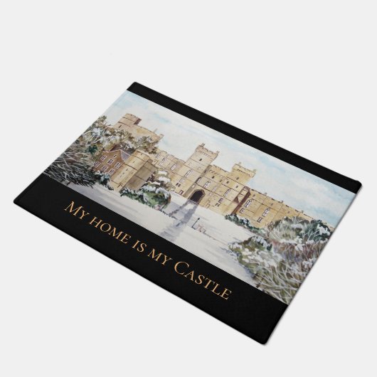 Winter am Windsor Castle von Farida Greenfield Fußmatte (Schrägansicht)