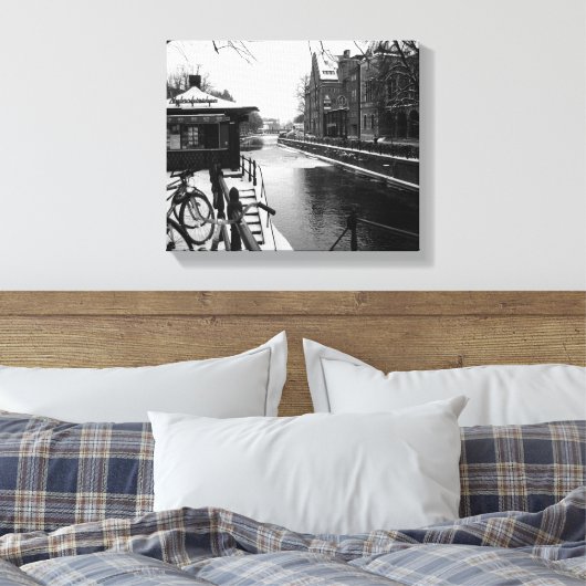 Winter an der Riverside BW Leinwanddruck (Insitu (Schlafzimmer))