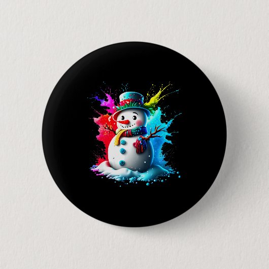 Winter And Snow Christmas A Coloured Snowman Button (Vorderseite)