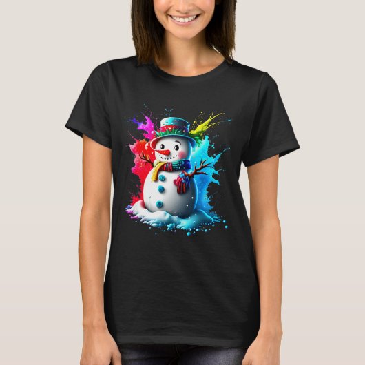 Winter And Snow Christmas A Coloured Snowman T-Shirt (Vorderseite)