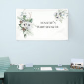 Winter Anemone Blautönen handgemalte Hochzeit Banner (Messeveranstaltung)