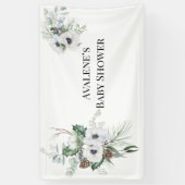 Winter Anemone Blautönen handgemalte Hochzeit Banner (Vertikal)