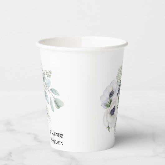 Winter Anemone Blumen Hand bemalt Hochzeit Pappbecher (Links)