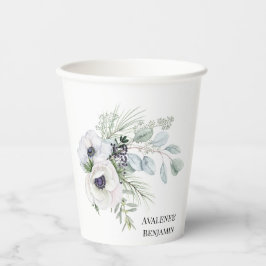 Winter Anemone Blumen Hand bemalt Hochzeit Pappbecher