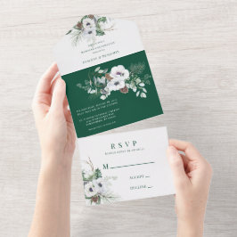 Winter Anemone handgemalte Hochzeitsfeier All In One Einladung
