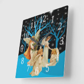 Winter Angels Square Clock Quadratische Wanduhr (Winkel)