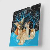 Winter Angels Square Roman Numerals Clock Quadratische Wanduhr (Winkel)