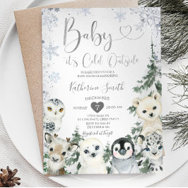Winter Animal Baby Duft Forest Snowflakes Einladung