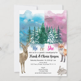 Winter Animal Forest Wonderland Gender Reveal Einladung