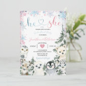 Winter Animal Gender Offenbarung er oder sie Schne Einladung (Stehend Vorderseite)