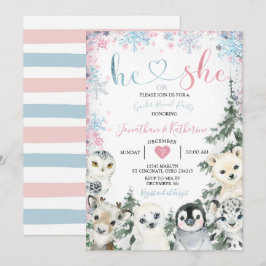 Winter Animal Gender Offenbarung er oder sie Schne Einladung