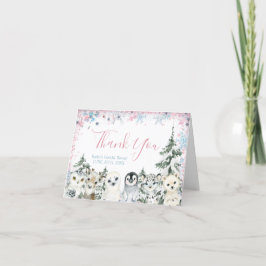 Winter Animal Gender-Offenlegung Dankeskarte