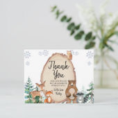 Winter Animal Gender Offenlegung er oder sie Wald Dankeskarte (Stehend Vorderseite)