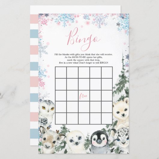 Winter Animal Gender Reveal Bingo Games (Vorne/Hinten)