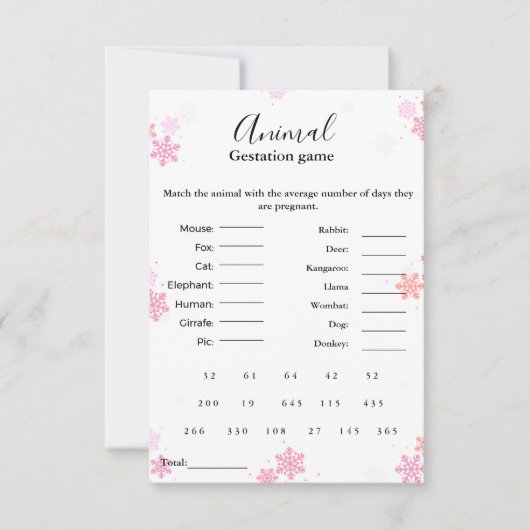 Winter Animal gestylt Spiel Baby Dusche Karte (Vorderseite)