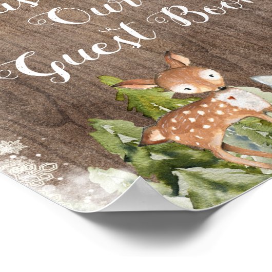 Winter Animal Rustic Wood Bitte unterschreiben Sie Poster (Ecke)