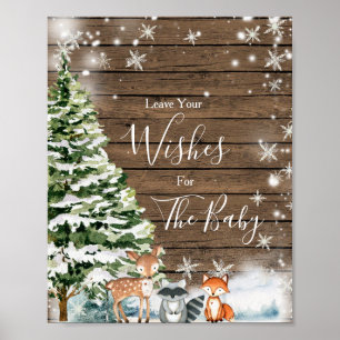 Winter Animal Woodland Baby Dusche Wünsche für Bab Poster