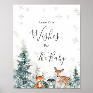 Winter Animal Woodland Baby Dusche Wünsche für Bab Poster