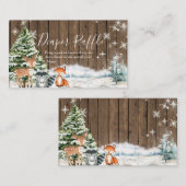 Winter Animal Woodland Snowflakes Diaper Raffel Begleitkarte (Vorne/Hinten)