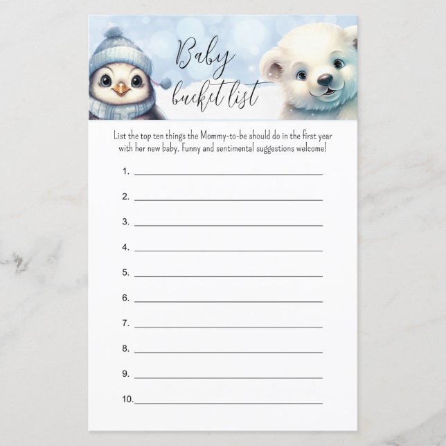 Winter Animals Baby Bucket List Showspiel (Vorderseite)