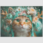 Winter Antler Cat Floral Decoupage Craft Papier (Vorderseite)
