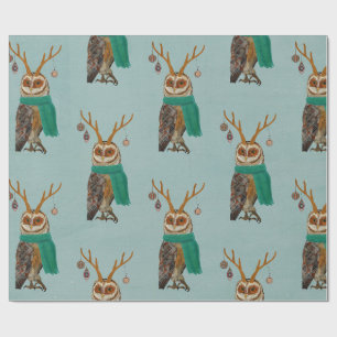 WINTER ANTLER OWL Geschenkpapier