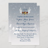 Winter Antlers Boho Wedding Einladung (Vorne/Hinten)