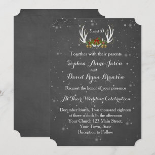 Winter Antlers Chalkboard Hochzeit Einladung