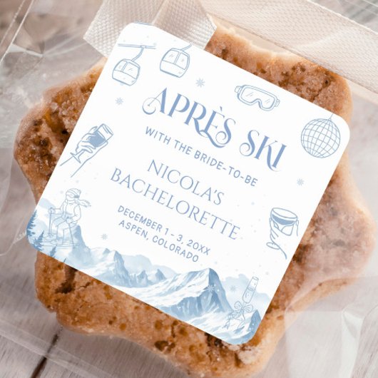 Winter Apres Ski Bachelorette Party Quadratischer Aufkleber