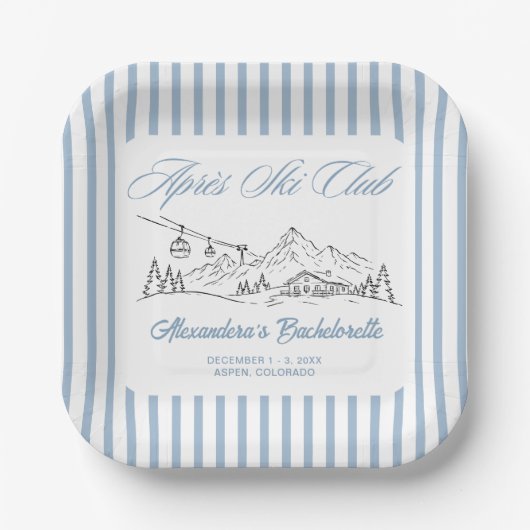 Winter Après-Ski-Junggesellinnenabschied Pappteller (Vorderseite)