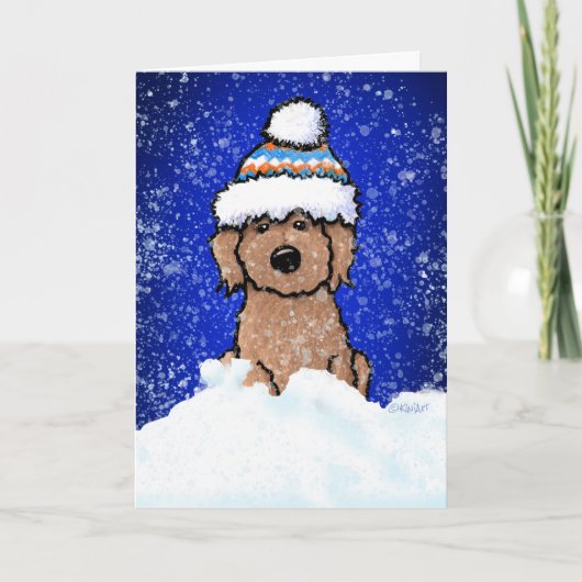 Winter Apricot Doodle Urlaubskarte Feiertagskarte (Vorderseite)