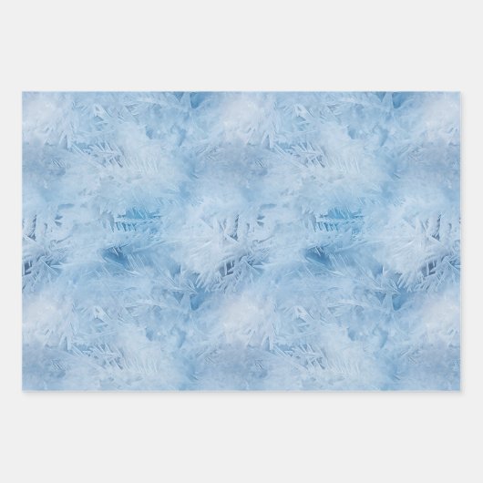 Winter Aqua Blue Ice Schneeflocken Geschenkpapier Set (Vorderseite 2)