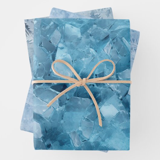 Winter Aqua Blue Ice Schneeflocken Geschenkpapier Set (Beispiel)