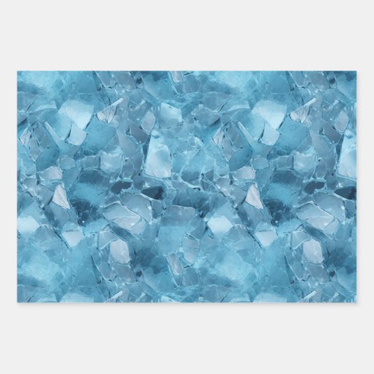 Winter Aqua Blue Ice Schneeflocken Geschenkpapier Set (Vorderseite)