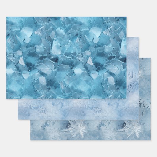 Winter Aqua Blue Ice Schneeflocken Geschenkpapier Set (Set)