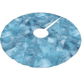 Winter Aqua Blue Ice Schneeflocken Polyester Weihnachtsbaumdecke (Schrägansicht)