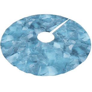Winter Aqua Blue Ice Schneeflocken Polyester Weihnachtsbaumdecke