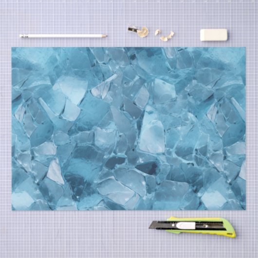 Winter Aqua Blue Ice Schneeflocken Seidenpapier (Handwerk)
