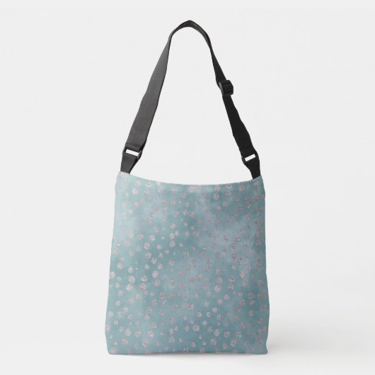 Winter Aqua & Silver Glitzer Polka Dots Tragetaschen Mit Langen Trägern (Vorderseite)