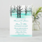 Winter Aqua Woodland Bäume Hochzeiten Einladungen (Stehend Vorderseite)