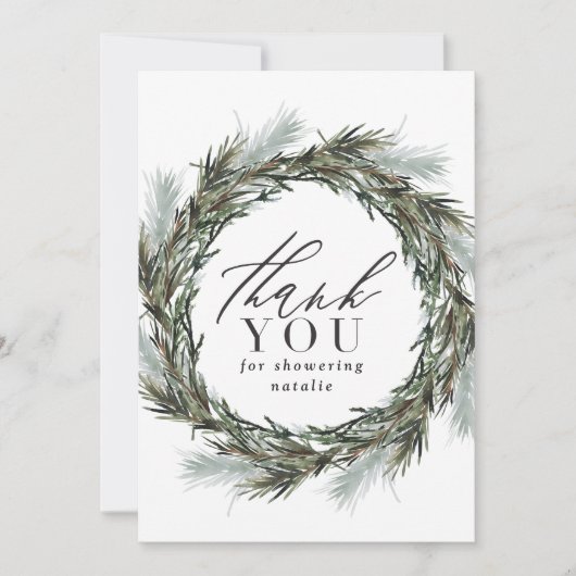 Winter Aquarell botanische Babydusche Vielen Dank (Vorderseite)