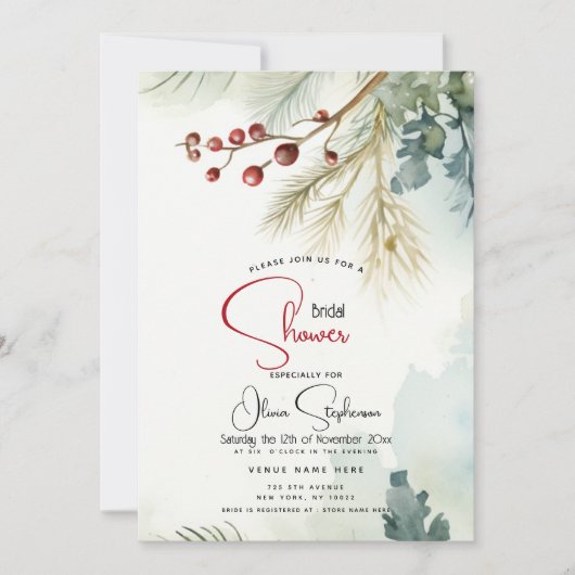 Winter Aquarell Einladung (Vorderseite)