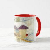 Winter-Aquarell-Kardinäle Tasse (VorderseiteRechts)