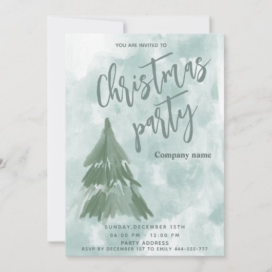 Winter Aquarell Weihnachtsbaum Party Einladung (Vorderseite)